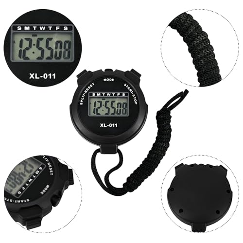 Image of Digital Sports Stopwatch Timer Stopwatch Lap Timer Digital Calendar Alarm Clock Referee Watch for Training Swimming Running (Black)