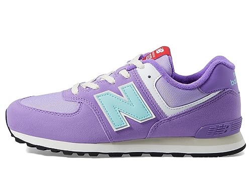 New Balance Tênis infantil unissex 574 V1 Heritage Brights com cadarço, Esmagamento violeta/ciano br