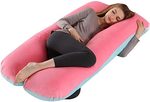 Pregnant Pillow, U Shaped Body Pillow for Pregnant Women (Pink-Blue, 47 inches)