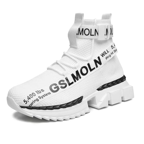 Image of Jakcuz Men's High Top Sneakers Plus Size Breathable Gym Athletic Running Walking Tennis Comfortable Fashion Platform Shoes