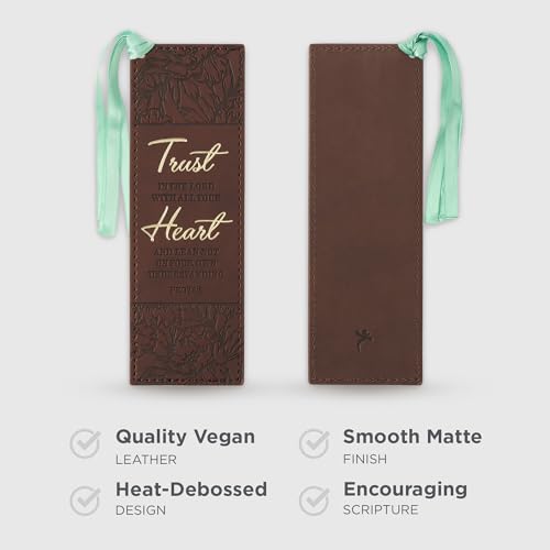 Image of Christian Art Gifts Premium Faux Leather Floral Bookmark: Trust in The Lord