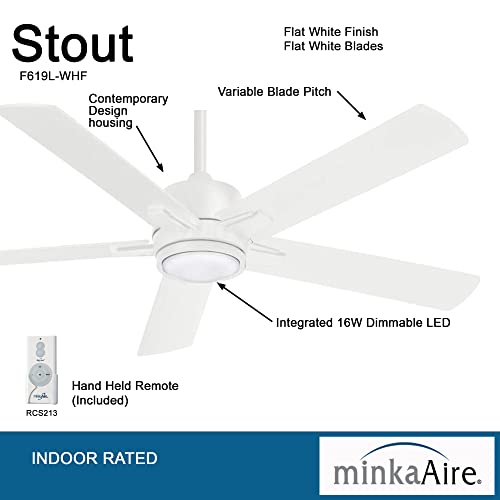 MINKA-AIRE F619L-WHF Stout 54" Ceiling Fan with LED Light and Remote Control in Flat White Finish thumbnail 2