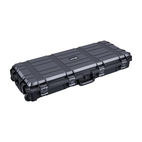 Lykus HC-9010 Long Waterproof Hard Case with Customizable Foam Insert and Wheels, Interior Size 34.17x13.19x5.12 in, Suitable for long items