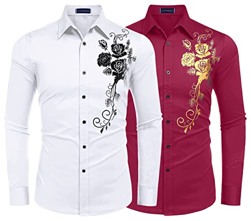 Image of Zombom Men's Regular Fit Cotton Blend Printed Full Sleeve Casual Shirts