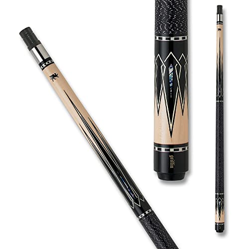 Griffin GR26 Pool Cue - Hard Rock Maple with Black and White Overlaid Points - 21oz