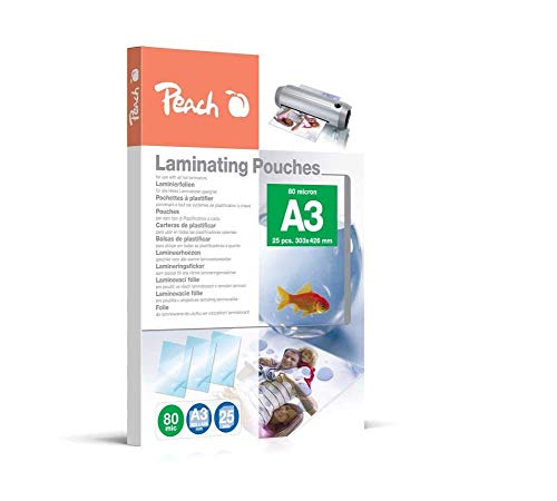 Peach PPR080 Laminating Pouch A3 80 Micron, Gloss, Pack of 25