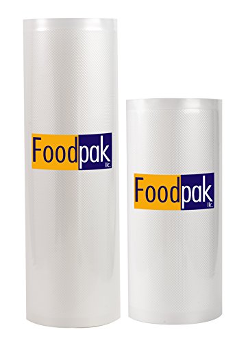 FoodPak 2 Pack 11"x 50' & 8"x 50' Commercial Vacuum Sealer Food Saver Rolls - Storage Packaging Sous Vide BPA Free Bags