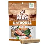 Natural Farm Natbones Superfood, All Natural Chicken Flavor Dog Treats (12 Pack) - Chewy Chicken Protein with Chia, Sweet Potato, Brocolli and Omega - Soup Bone, Dog Chews Engaging Dual Texture