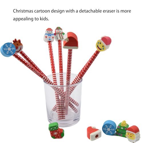 QDXATIVP Set de 28 lápices con borrador navideño miniatura 3