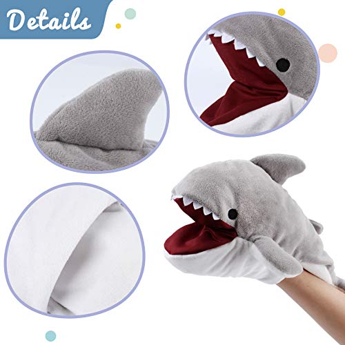 Hopearl Plush Shark Hand Puppet With Open Movable Mouth For Imaginative Play, Role Play, Interactive Toy For Storytelling Teaching Puppet Theater, Birthday For Kids Boys Girls, Gray, 13'' #TOP1