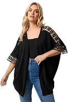 Yours Curve Crochet Sleeve Kimono - Women's - Plus Size Curve Black