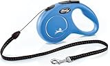 FLEXI New Classic Cord Retractable Dog Leash for Small Dogs up to 26 lbs. – 16 ft., Blue | Tangle-Free Pet Walking Leash with One-Handed Brake, Pause, Lock|German Quality Product