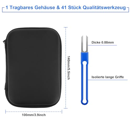 Zendstanding Auto Entriegelungswerkzeug Auspinwerkzeug, 41 Stück Werkzeug zum Entfernen von Kabelsteckern, Demontagestift für Flache runde Steckerkontakte