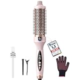 38mm Thermal Brush BRSTOPE PRO, Ionic Blowout Brush, 9 Temps Settings, Heated Hot Round Brush for Hair Straightening and Curling 2 in 1, Pink
