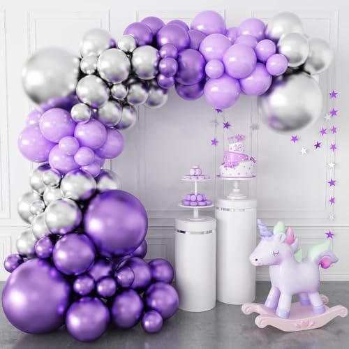 Image of Chrome Balloons, 30 pcs Purple Silver Chrome Metallic Balloons for Birthday Decorations, Anniversary, Engagement, Wedding Decorations, Baby Shower, Party Decorations (30 Pcs, Puple P Silver Ch)