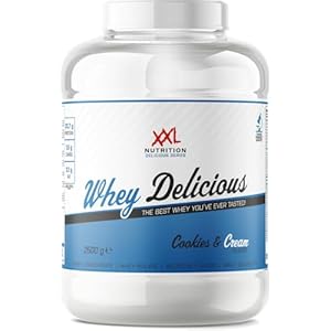 XXL Nutrition – Whey Delicious – Cookies & Cream – Wei Eiwitpoeder met BCAA & Glutamine, Proteïne poeder, Eiwit shake, Whey Protein – 2500 gram