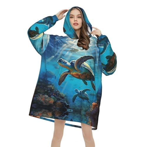 Couverture à capuche tortue de mer idée cadeau Noël et anniversaire - 4