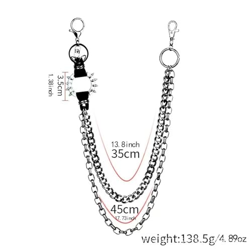1PCS Metal Rock Layered Chain Keychains For Men Women Waist Wallet Jeans Hip-hop Pants Belt Accessories2