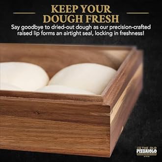 Wooden Pizza Dough Proofing Box w/Lid – 16” x 12” – Made From Natural Acacia Wood – Proofing Container Tray for Home Kitchen with Dough Spatula and Pizza Dough Recipe Book