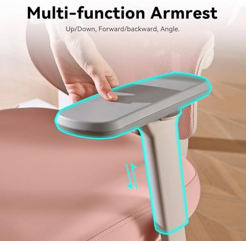 MUSSO E600SE ergonomiczne krzesło biurowe, 3-stopniowa regulacja, odcinek lędźwiowy, 3D, regulowany podłokietnik i zagłówek, z podnóżkiem, zaprojektowane dla kobiet i młodzieży, ochrona kręgosłupa