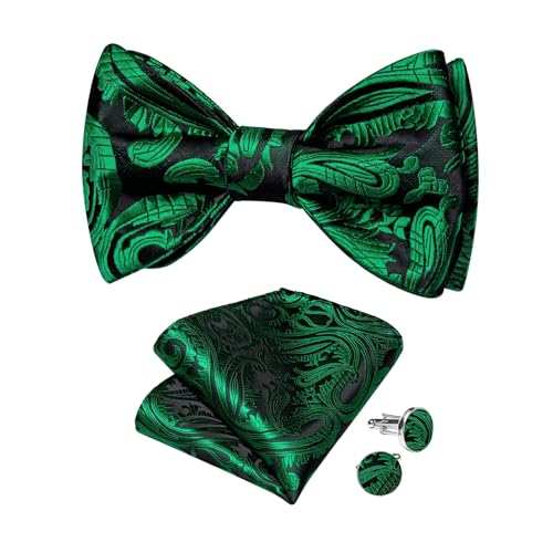 Juego de corbata de moño de seda paisley para hombre miniatura 1