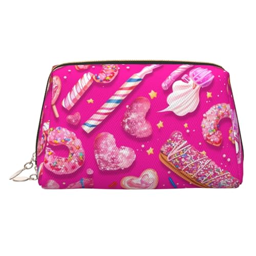 BLWSLC Neceser portátil con estampado de caramelos rosados, ideal para viajes y uso diario