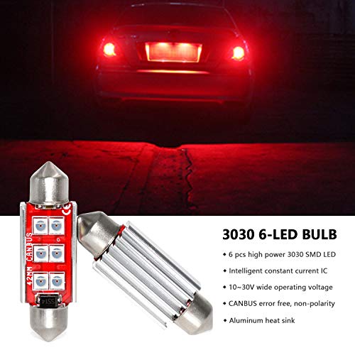 Phinlion PHINLION-42MM-3030-6SMD-R(4 PACK) Super Bright 211-2 Led Bulb 3030 6-Smd Festoon 41Mm 42Mm 578 212-2 Bulbs For Car Interior Map Dome Trunk Courtesy Light thumb #2