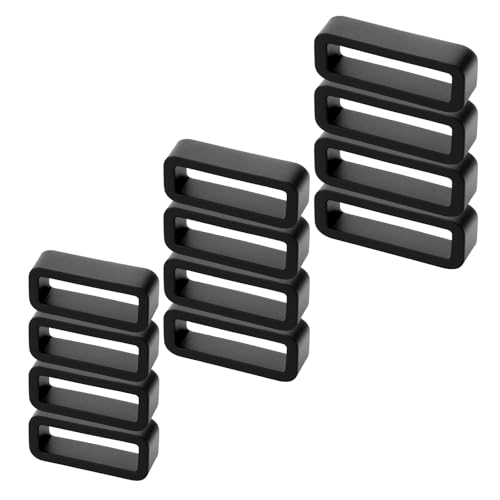 12 Stück Uhrenarmband Halter Schlaufen Uhrenarmband Schlaufe Silikon Armband Schlaufe Uhrenhalterschlaufe Ersatz-Uhrenarmbandverschluss Keeper für Smartwatch Zubehör Loops Ersatzteile(14mm 16mm 18mm)