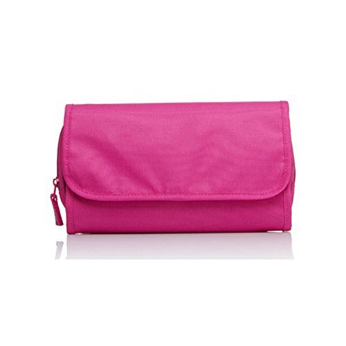 Hanging Foldable Travel Toiletry Bag Portable Travel Organizer Cosmetic Bag with Hook(Red Rose)