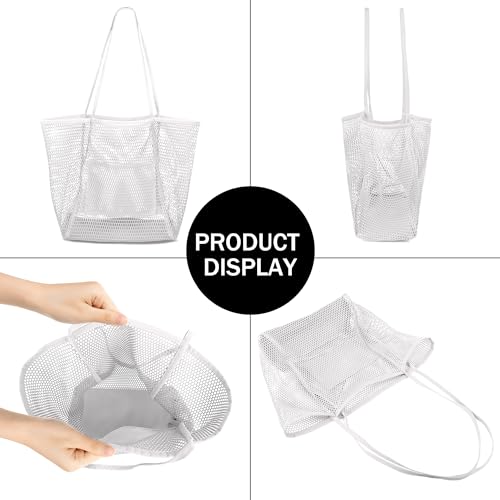 Image of VOROLO Mesh Tote Beach Bag,Women Fairycore Hobo Bag,Shoulder Bag,Soft Summer Casual Crochet Bags