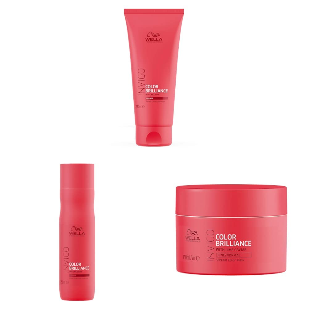 Wella Professionals INVIGO COLOR BRILLIANCE Conditioner for coarse hair 200ml, Mask for fine/normal hair 150ml and Shampoo for fine/normal hair 250ml Combo-image-15