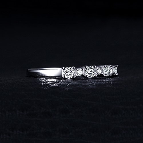 JewelryPalace Classic Cubic Zirconia Wedding Rings for Women, Half Eternity 925 Sterling Silver Promise Ring for Her, Round Cut Simulated Diamond Anniversary Band Ring3