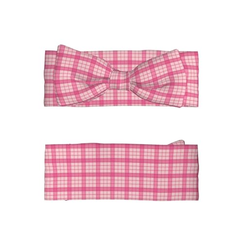 Pink Plaid Print Baby Girl Bows Headbands Baby Girls Newborn Headbands Infant Toddlers 0-6 Months2