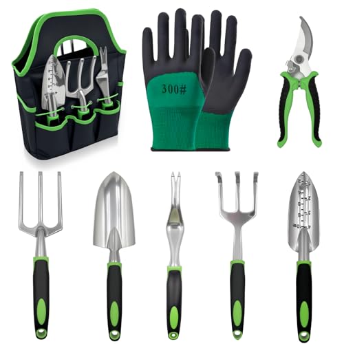 Feinidiergardening Tools.Gardening Hand Tools, Gardening Tools, 8 Piece Set Heavy Duty, Gardening Tools Set with Non Slip Rubber, with Garden Kit.
