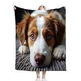 ZZXHG Kuscheldecke 200 x 220 Braunes Tier Hund, Flauschige Plüsch Decke Tagesdecke für Kind...