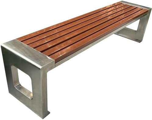 Weatherproof Metal Garden Bench - Durable Stainless Steel Frame & Plastic Wood Slats, Perfect Outdoor Loveseat for Patio, Backyard, Poolside Relaxation & Seating