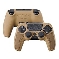 GeekShare G.S.TAC Tactical PS5 Controller Skin Set: Non-Slip Silicone Cover Compatible with PS5 Wireless Controller, 2 Thumb Grips & 2 Stickers - Desert Yellow