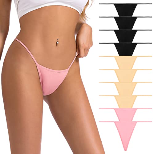OKalyn Women Cotton G-Strings Thongs Underwear 10 Packs Stretch T-Backs Bulk Panties Regular & Plus Size
