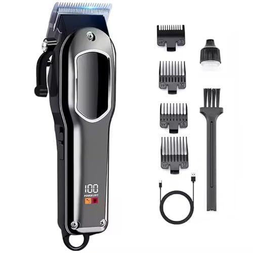 Maquina de Cortar Cabelo,Aparador de Pelos com Lâmina Ajustável, Limitador, Visor LCD, Cortador de C