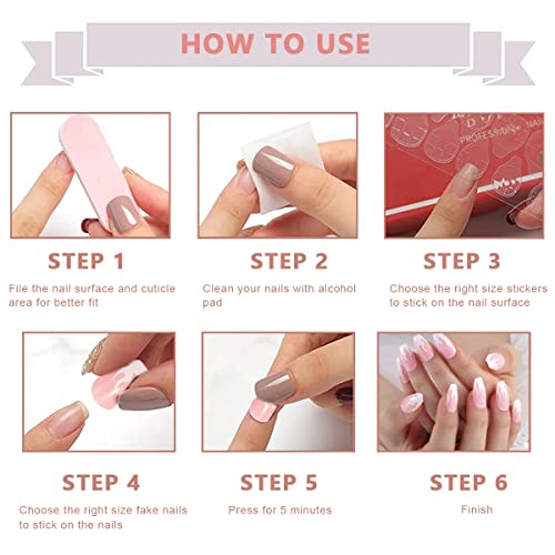 Image of MAYCREATE 24pcs Press-On Nails Creative French Nail Acrylic Press on Nail Fake Nails Full Cover Press On False Nails with Double Sided Adhesive Tabs, Almond Shape Press on Nail
