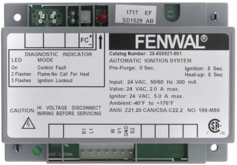 Módulo de controle de ignição Fenwal Controls 24/120/240 VAC com conector de borda – 1 unidade
