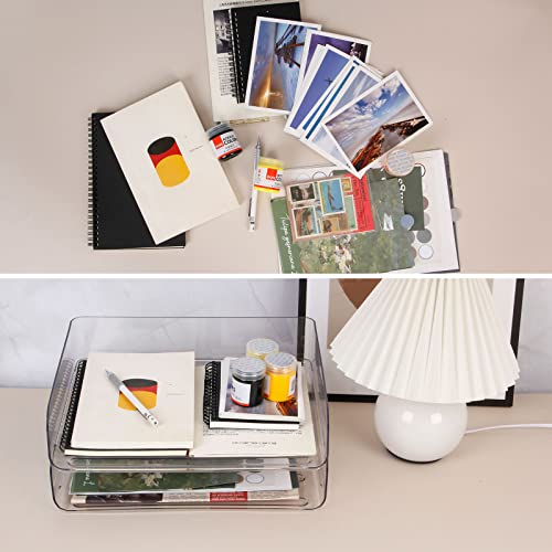 Zyners 2 Pack Stackable Desk Letter Paper Tray, A4 Clear Plastic Desk File Organizer Letter Tray, Desktop File Paper Organizer With Anti-Skid Design For Office Desktop #TOP5