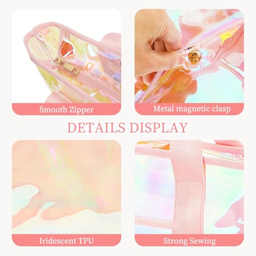 Image of Fammart Clear Bags 12x6x12 Stadium Approved, Jelly Tote Bag for Women with Zipper for Beach Sports Concerts Work
