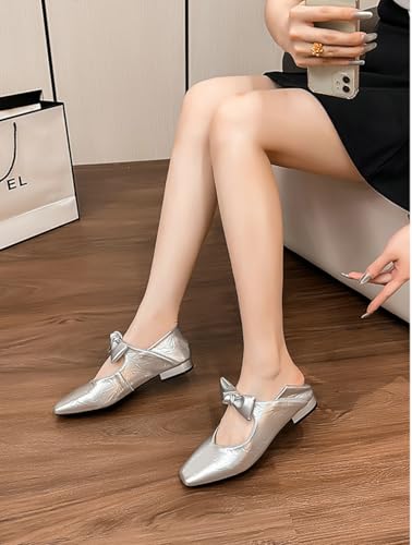 Niction PU Leather Bow Flats for Women Casual Pointed Toe Flat Shoes Cute Mary Jane Ballet Flats Shoes Comfortable Dressy Work Flat 20252