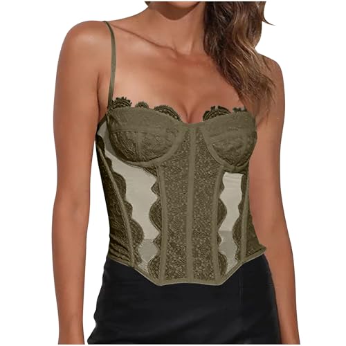 Lace Corset Top Sexy Low Cut Bustier Tops for Women Sleeveless