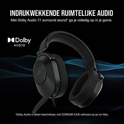 Corsair HS65 SURROUND Gamingheadset (Kunstlederen Oorschelpen van Traagschuim, Dolby Audio 7.1 Surround Sound op PC en Mac, SonarWorks SoundID, Compatibiliteit met Meerdere Platforms) Zwart - Afbeelding 4