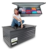 Grindi - Gartenbox Metall - Kissenbox - Auflagenbox - 1000l - 185x82x75 - Orto III - Aufbewahrungsbox mit Deckel - Outdoor - Sitzbank mit Stauraum - Gartenhaus - Geräteschuppen - Truhe mit Deckel