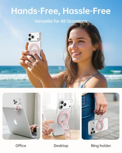 Image of SYNCWIRE Magnetic Phone Ring Holder, for MagSafe Phone Grip Stand Kickstand | 360 Rotation, Double-Sided Magnet, Cell Phone Grip Finger Holder, for iPhone 17 16 15 14 13 12 Pro Max, MagSafe Accessories