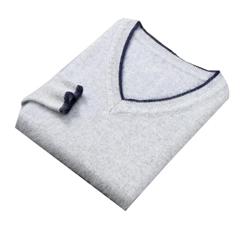 Men's V-Neck Sweater Fall Winter Long Sleeve Knitted Pullover Thickened Warm Business Casual Sweater