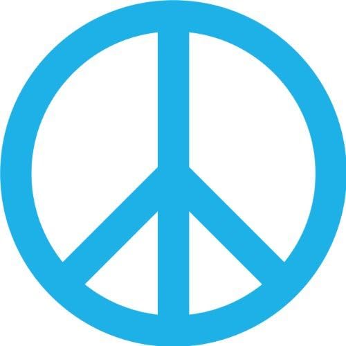 Peace Symbol Wall Sticker Decal - Size: 8 in. (8 W x 8 H) - Color: Sky Blue - Hippie Love Sign Silhouette Decoration